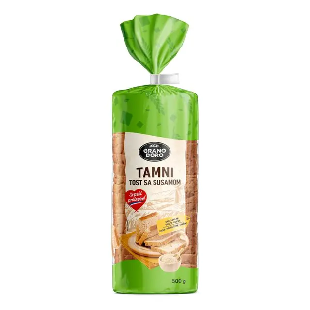 HLEB TOST TAMNI SUSAM 500G GRANO D GRANO DORO