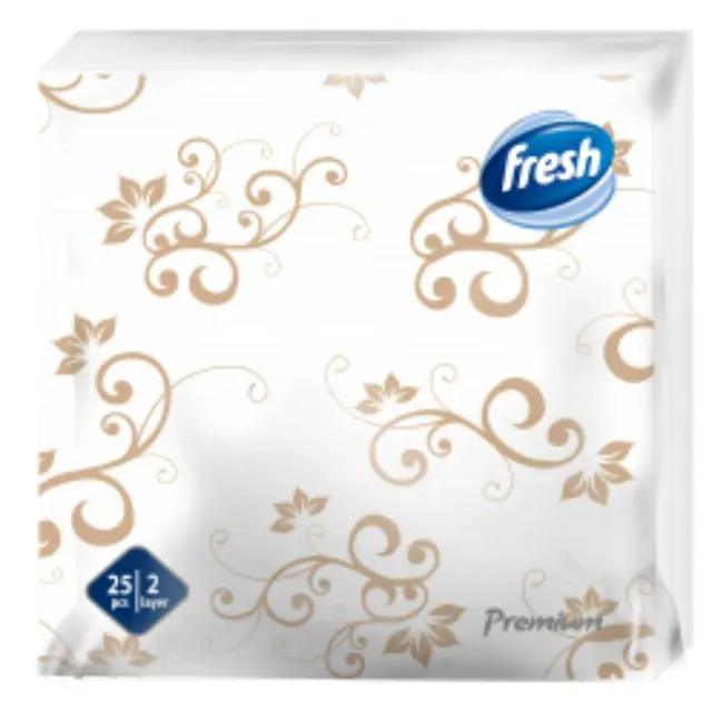 salveta fresh dekor premium bela zlatna 25/1 piram FRESH