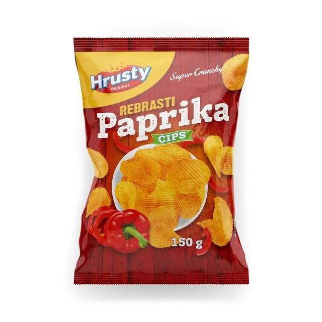ČIPS PAPRIKA REBRASTI 150G HRUSTY HRUSTY