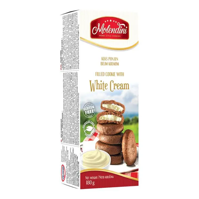 KEKS BEZ GLUTENA PUNJEN BELIM KREMOM 180 GR MOLENDINI MOLENDINI