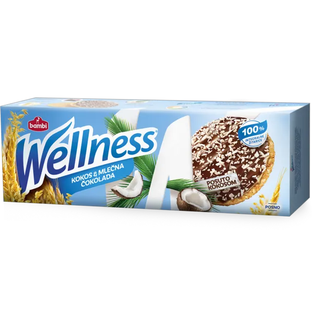 Keks Wellness preliveni sa kokosom 165g Wellness