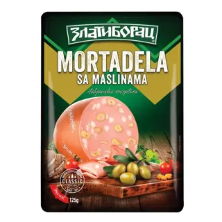 Mortadela sa maslin.Zlatiborac slajs125g