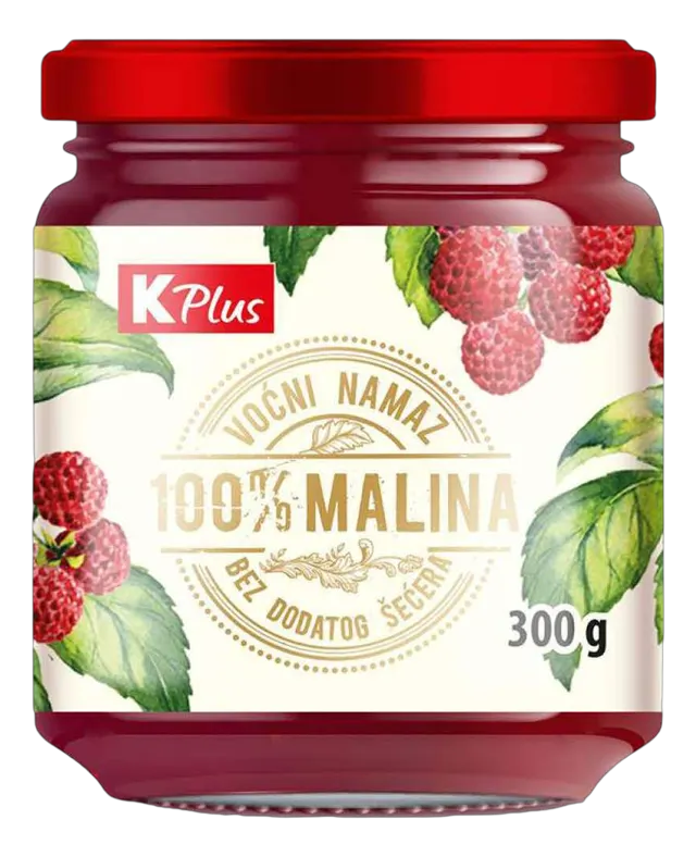 NAMAZ VOĆNI 100% MALINA 300G K PLUS K PLUS