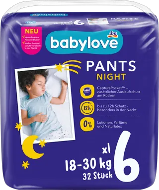 babylove noćne pelene gaćice vel.6 32kom