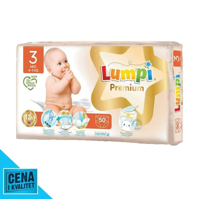 PELENE PREM MIDI 3 4-9KG 50/1 LUMPI LUMPI