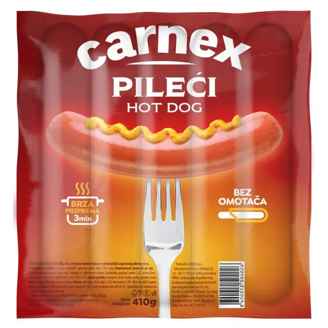 PILEĆI HOT DOG 410G CARNEX CARNEX
