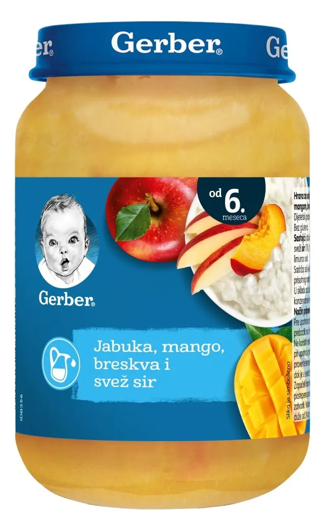 Gerber voćna kašica/svež sir 6m+ 190g Gerber