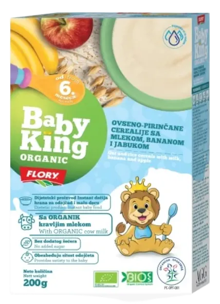 Baby King ORG. cerea.mleko/voće 6m+ 200g BABY KING