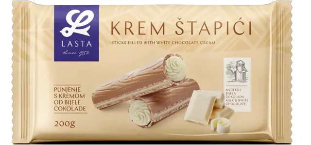ŠTAPIĆI KREM BELA ČOKOLADA 200GR LASTA LASTA