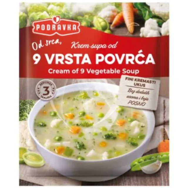 Krem supa 9 vrsta povrca 45g PODRAVKA