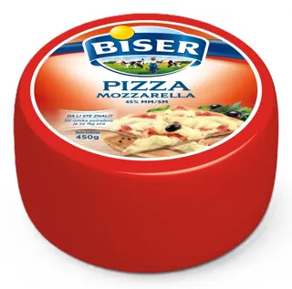 SIR MLEKOPRODUKT BISER PIZZA MOZZARELLA 45% 450G