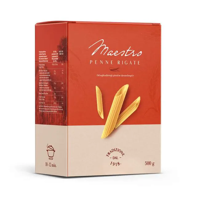 Testenina Penne rigate Maestro 500g Maestro