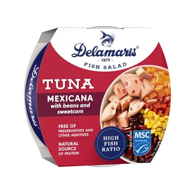 Tuna salata Mexicana pasulj/kukuruz 170g Delamaris