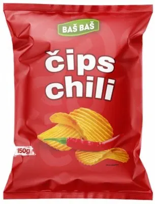 ČIPS REBRASTI CLASSIC ČILI BAŠ BAŠ 150G BAS BAS