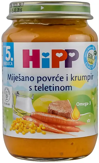 KAŠICA BIO ŠARGAREPA I KUKURUZ ŠEĆERAC SA TELETINOM 190GR HIPP