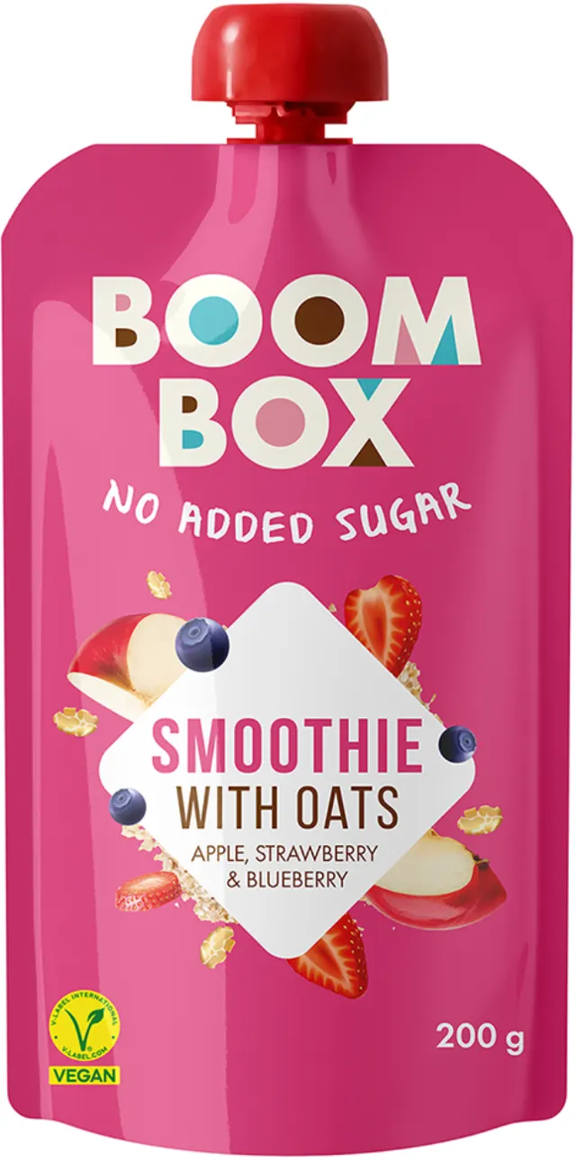 PAUČ BOOM BOX SMOOTHIE OVSENE PAHULJICE JABUKA-JAGODA-BOROVNICA 200G BOOM BOX