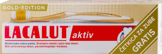 PZ LACALUT AKTIV 75ML + CETKICA ZA ZUBE GOLD LACALUT