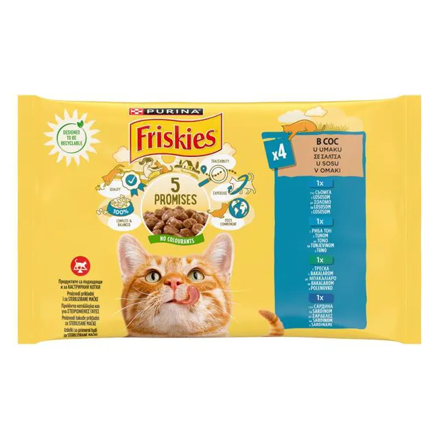 PRELIV ZA MAČKE FRISKIES 4X85G RIBA