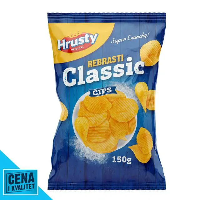 ČIPS HRUSTY REBRASTI 150G HRUSTY