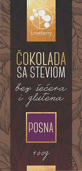 ČOKOLADA SA STEVIOM LOVEBERRY 100G LOVEBERR