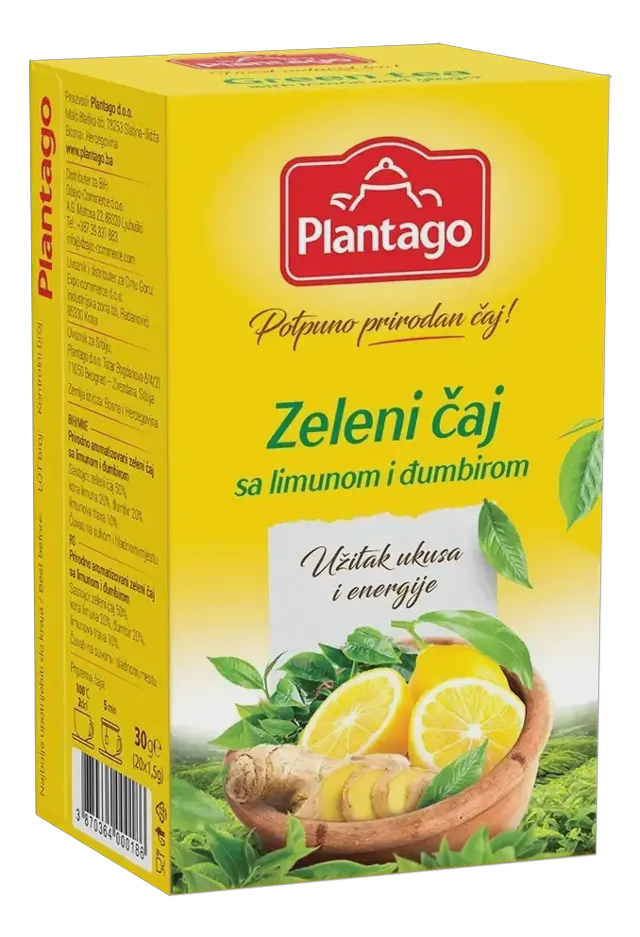 ČAJ ZELENI SA LIMUNOM I ĐUMBIROM 30GR PLANTAGO PLANTAGO