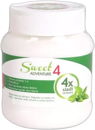 ZASLAĐIVAČ PRIRODNI MEŠAVINA ZASLAĐIVAČA STEVIA+ERITRITOL 250GR SWEET ADVENTURE 4