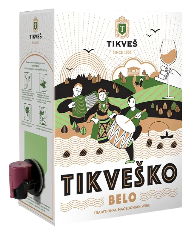 Vino Tikvesko belo bag in box 3l Tikves