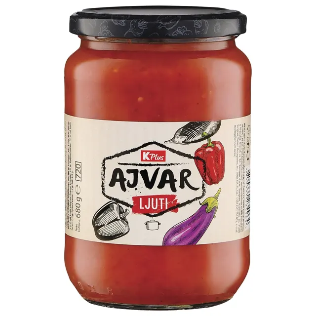 AJVAR LJUTI SA POVRĆEM 680G K PLUS K PLUS