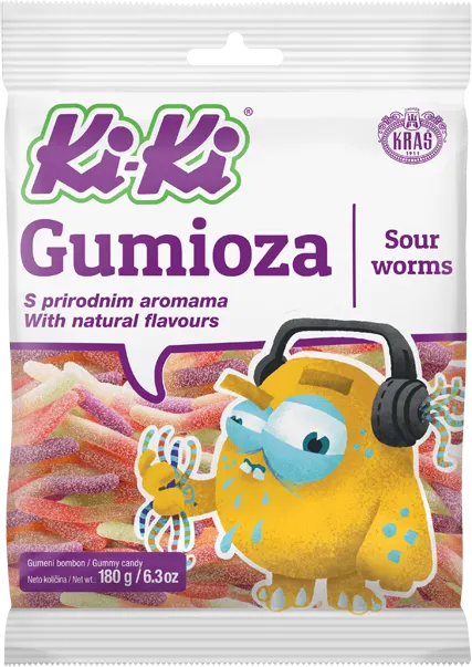 Bombone gumene Sour Worms Ki-Ki 180g Ki-ki