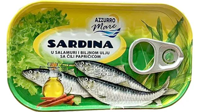 Sardina u biljnom ulju sa chili paprikom 0125 Azzurro mare 125 g PL