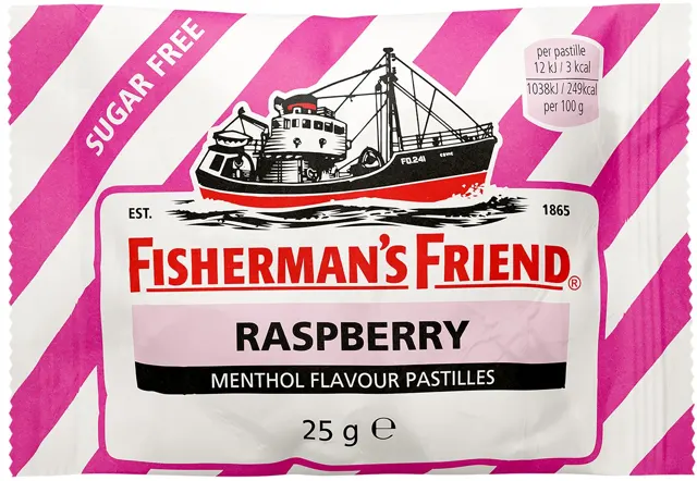Bombone malina Fisherman's friend 25g Fisherman's friend
