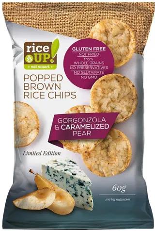 ČIPS PIRINČANI GORGONZOLA SIR KARAMELIZOVANA KRUŠKA GF 60G RICE UP