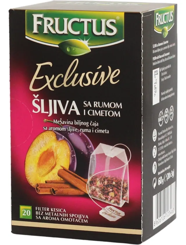 ČAJ FRUCTUS ŠLJIVA SA RUMOM I CIMETOM 60G FRUCTUS