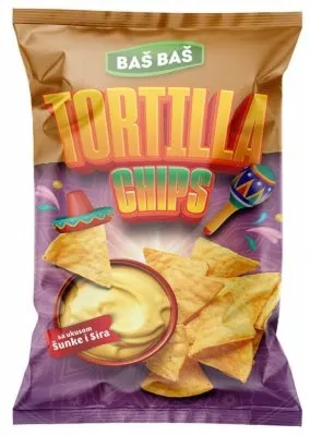 ČIPS TORTILJA ŠUNKA SIR BAŠ BAŠ 125G BAS BAS