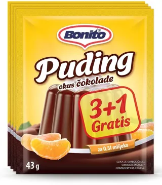 PUDING ČOKOLADA BONITO 43G 3+1 GRATIS