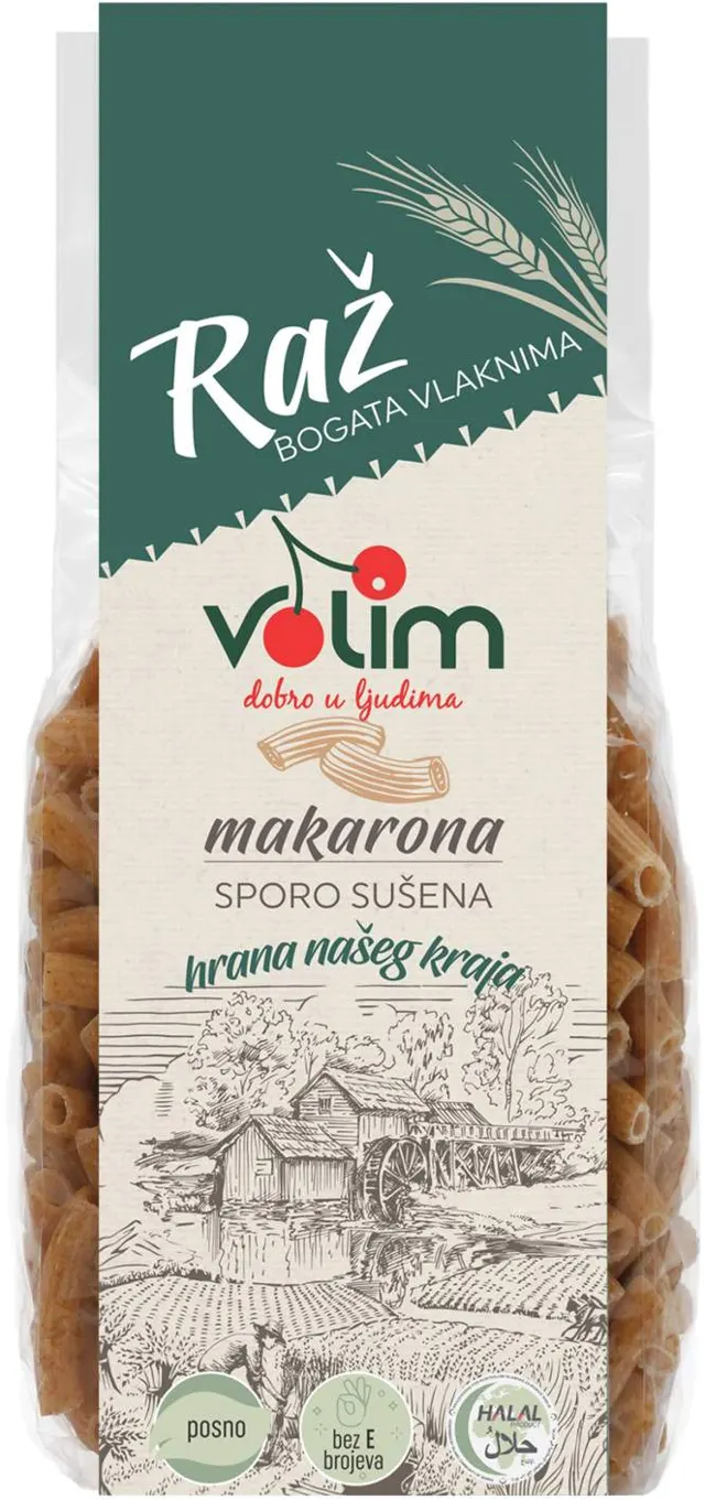 TESTENINA SA BRAŠNOM OD RAŽI MAKARONA 250GR VOLIM VOLIM