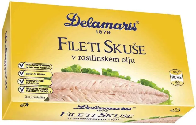 SKUŠA FILETI U BILJ.ULJU DELAMARIS 125G DELAMARIS