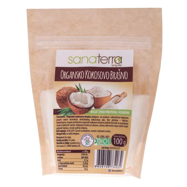 BRAŠNO KOKOSOVO ORGANSKO 100GR SANATERRA SANATERRA