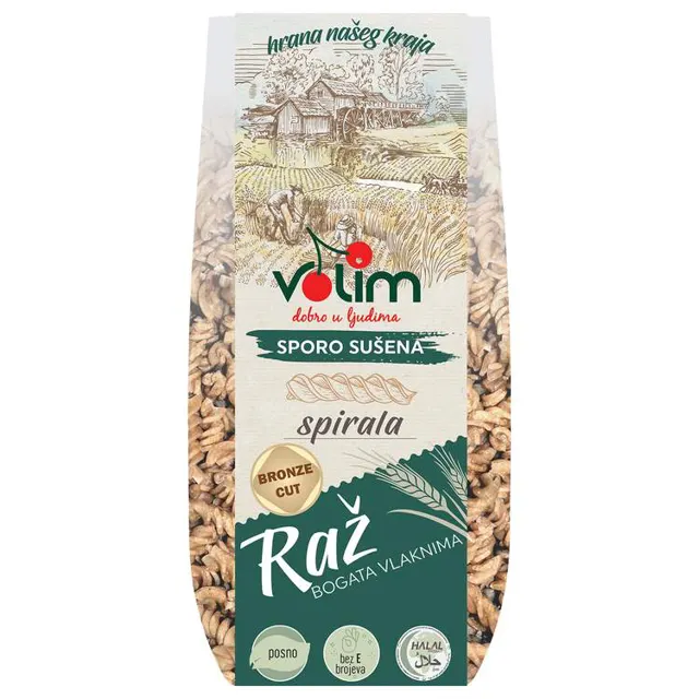 TESTENINA SA BRAŠNOM OD RAŽI SPIRALA 250GR VOLIM VOLIM