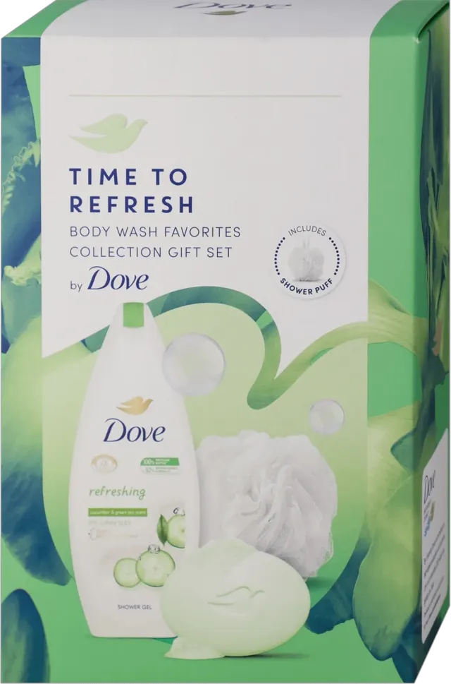 SET DOVE W REFRESHING SG 250ML+SOAP 90GR+PUFNA DOVE
