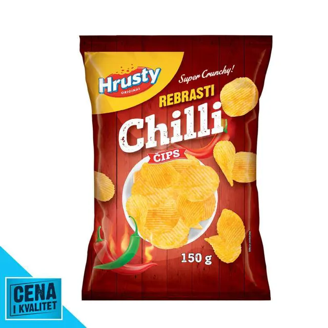 ČIPS ČILI PAPRIKA REBRAS150G HRUSTY HRUSTY