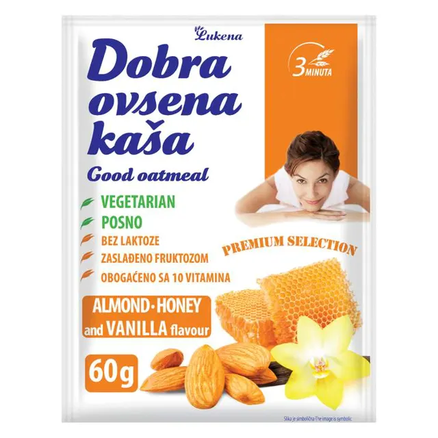 Kasa badem,med i ukus vanile 60g Dobra ovsena kasa