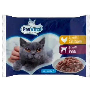 Pouch cat mixed-chicken veal 4*100g Prevital