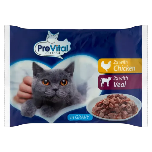 Pouch cat mixed-chicken veal 4*100g Prevital PPF