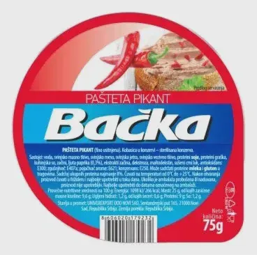 PAŠTETA PIKANT BAČKA 75G BAČKA