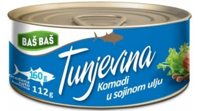 TUNA KOMADI U SOJINOM ULJU BAŠ BAŠ 160G BAS BAS