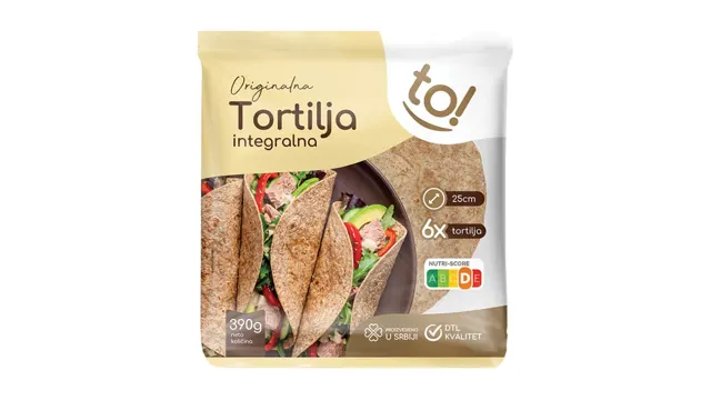 TORTILJA INTEGRALNA 25cm 390gTO! 390 g BOA BS DOO